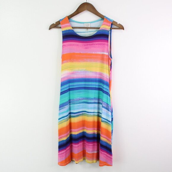 Cupio Petite Striped Sleeveless Dress Multicolor Size PS - Picture 1 of 6